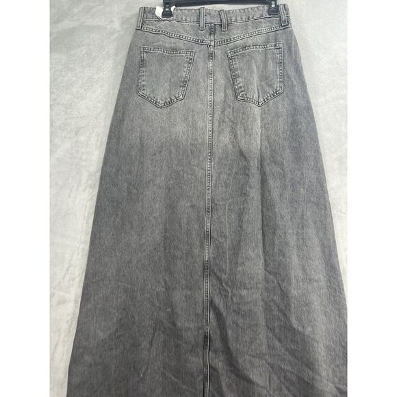 Free People Come As You Are Denim Maxi Skirt Mid Rise Cotton Size 2 Grey - Picture 7 of 11